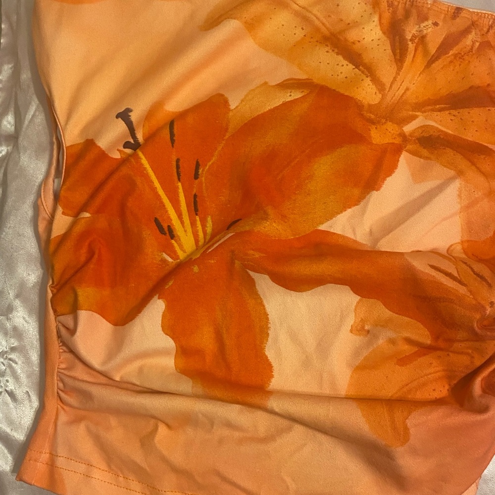 Source Unknown Orange Sleeveless Blouse
